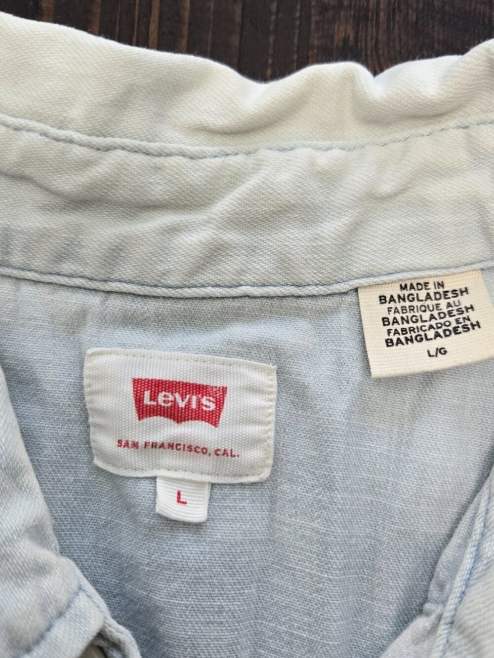 Levi's Short Sleeve Pearl Snap Western Denim Shirt Men's Sz L Light Wash Fade - Picture 2 of 11